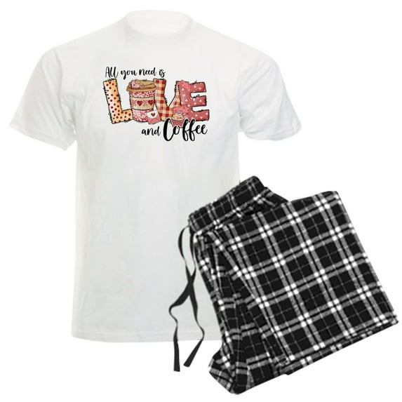 CafePress - All You Need Is Love And Coffee Pajamas - Men's Light Loose Fit Cotton Pajama Set