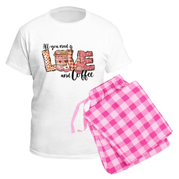 CafePress - All You Need Is Love And Coffee Pajamas - Men's Light Loose Fit Cotton Pajama Set