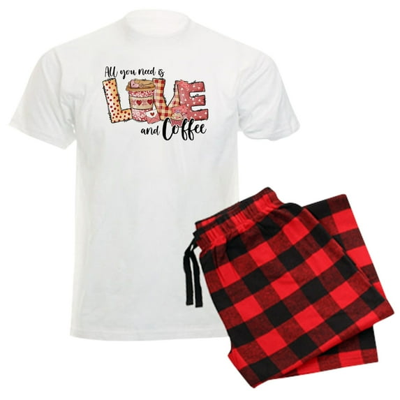 CafePress - All You Need Is Love And Coffee Pajamas - Men's Light Loose Fit Cotton Pajama Set