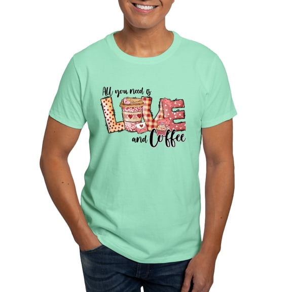 CafePress - All You Need Is Love And Coffee T Shirt - Men's Classic Graphic Cotton T-Shirt
