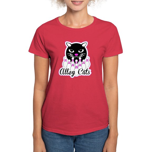 CafePress - Alley Cat Bowling Women's Dark T Shirt - Women's Traditional Fit Dark T-Shirt