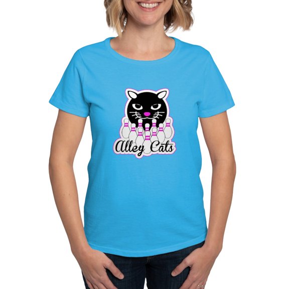 CafePress - Alley Cat Bowling Women's Dark T Shirt - Women's Traditional Fit Dark T-Shirt