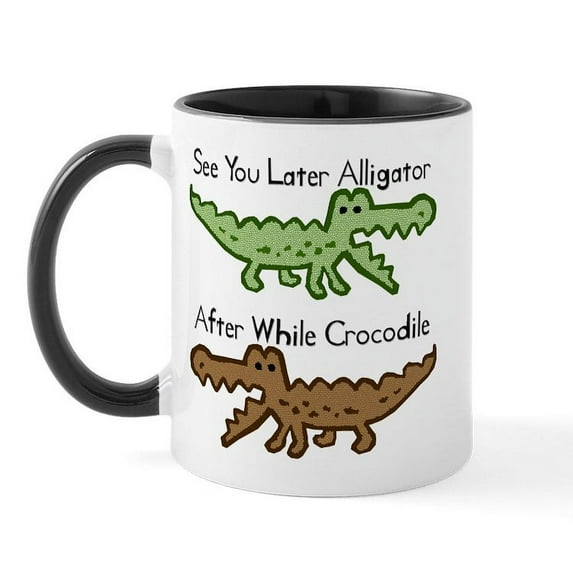 CafePress - Alligator And Crocodile Mug - 11 oz Ceramic Mug - Novelty Coffee Tea Cup