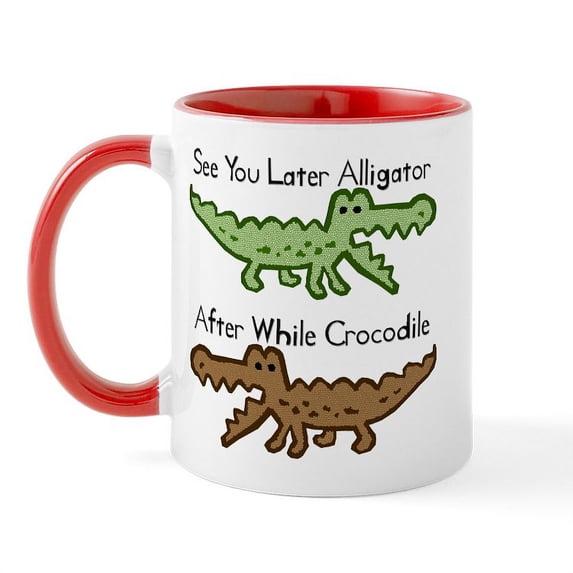CafePress - Alligator And Crocodile Mug - 11 oz Ceramic Mug - Novelty Coffee Tea Cup