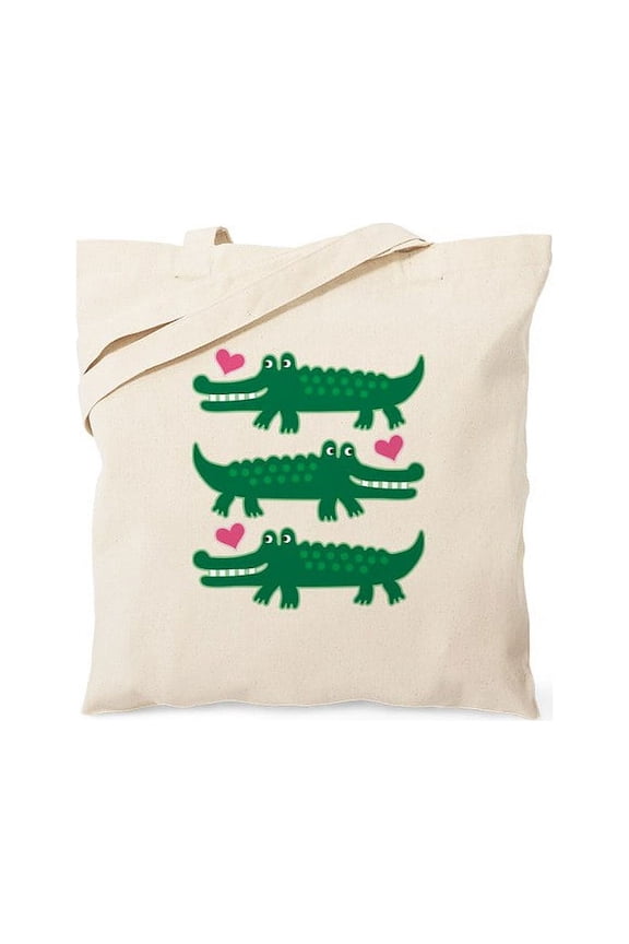 - Alligator Crocodile Gift Tote Bag - Unisex Canvas Tote Bag, Beige, 1-Piece