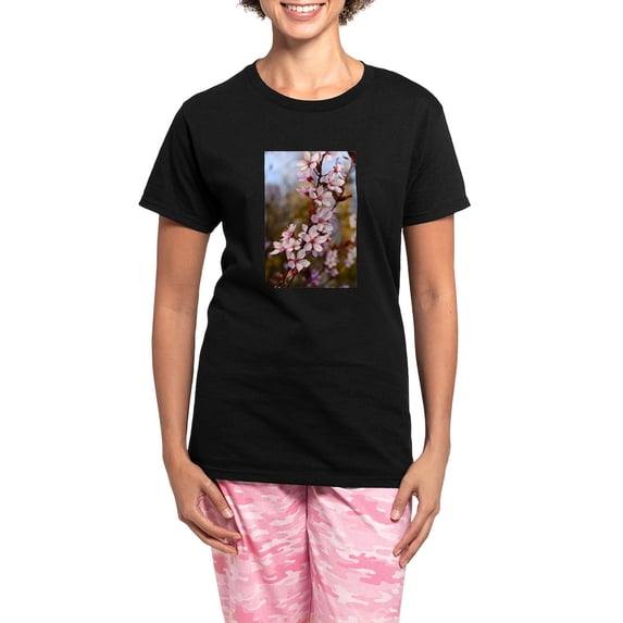 CafePress - Almond Blossoms In Spring Women's Dark Pajamas - Women's Short Sleeve Print T-Shirt and Pants Dark Cotton Pajama Set