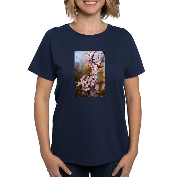 CafePress - Almond Blossoms In Spring Women's Dark T Shirt - Women's Traditional Fit Dark T-Shirt