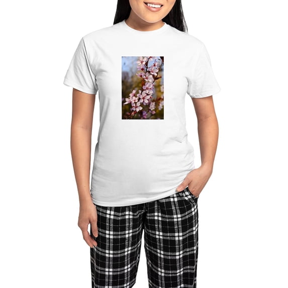 CafePress - Almond Blossoms In Spring Women's Light Pajamas - Women's Short Sleeve Print T-Shirt and Pants Light Cotton Pajama Set