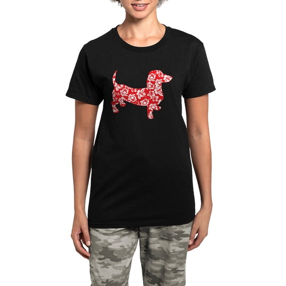 CafePress - Aloha Doxies In Red Women's Dark Pajamas - Women's Short Sleeve Print T-Shirt and Pants Dark Cotton Pajama Set