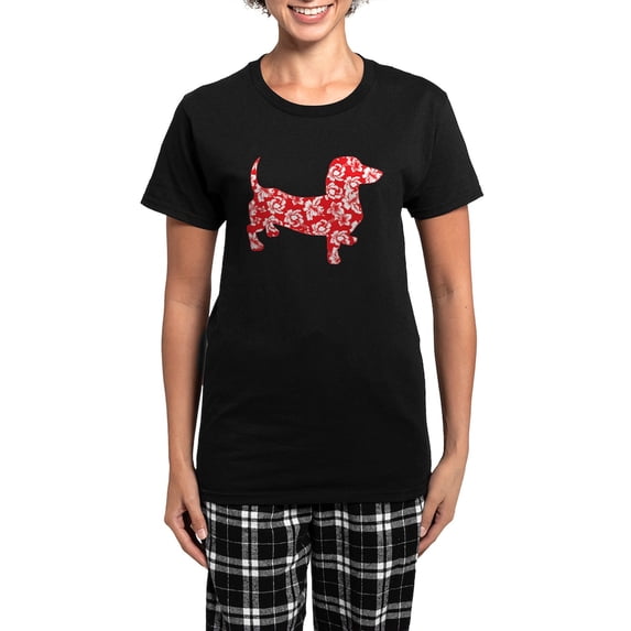 CafePress - Aloha Doxies In Red Women's Dark Pajamas - Women's Short Sleeve Print T-Shirt and Pants Dark Cotton Pajama Set
