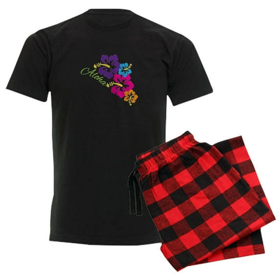 CafePress - Aloha Flowers Pajamas - Men's Dark Loose Fit Cotton Pajama Set