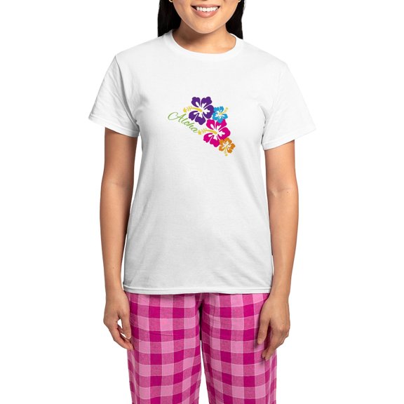 CafePress - Aloha Flowers Pajamas - Women's Short Sleeve Print T-Shirt and Pants Light Cotton Pajama Set