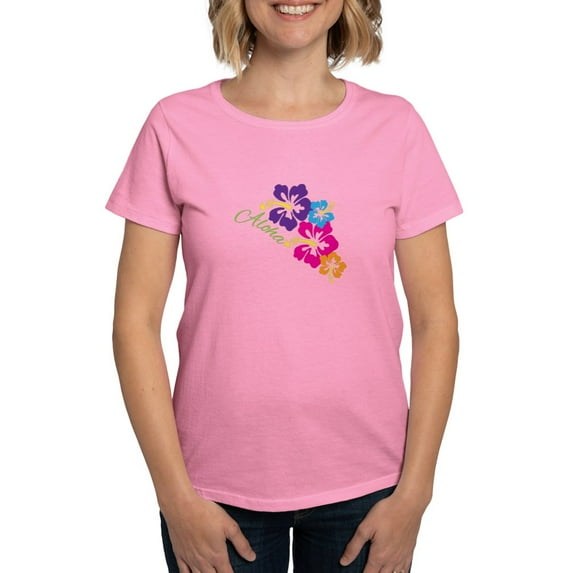 CafePress - Aloha Flowers T Shirt - Women's Traditional Fit Dark T-Shirt