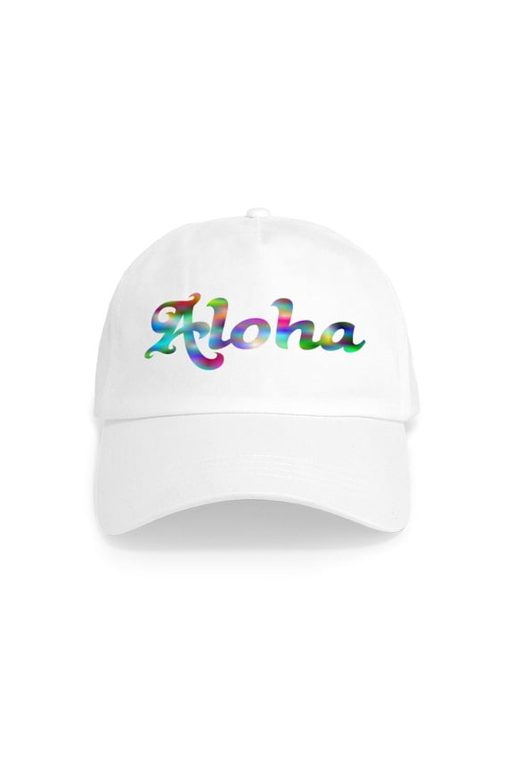 - Aloha Rainbow - Adjustable 100% Brushed Unisex Casual Cotton Baseball Cap, Beige, 1