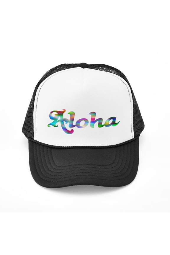 - Aloha Rainbow - Adjustable Unisex Printed Trucker Hat with Mesh Back