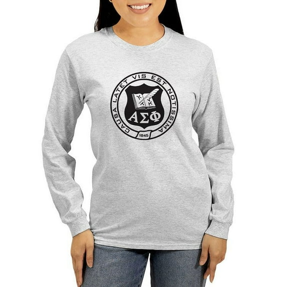 CafePress - Alpha Sigma Phi Black And White Seal Long Sleeve T Shirt - Women's Long Sleeve Graphic Casual T-Shirt