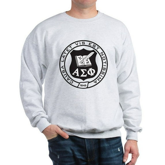 CafePress - Alpha Sigma Phi Black And White Seal Sweatshirt - Crew Neck Sweatshirt