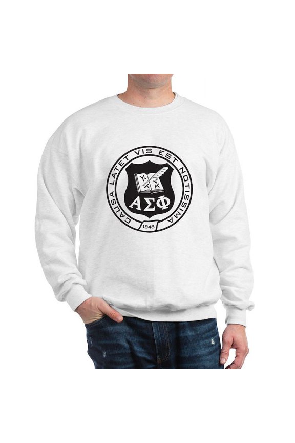 - Alpha Sigma Phi Black And White Seal Sweatshirt - Crew Neck Sweatshirt
