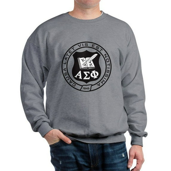 CafePress - Alpha Sigma Phi Black And White Seal Sweatshirt - Crew Neck Sweatshirt