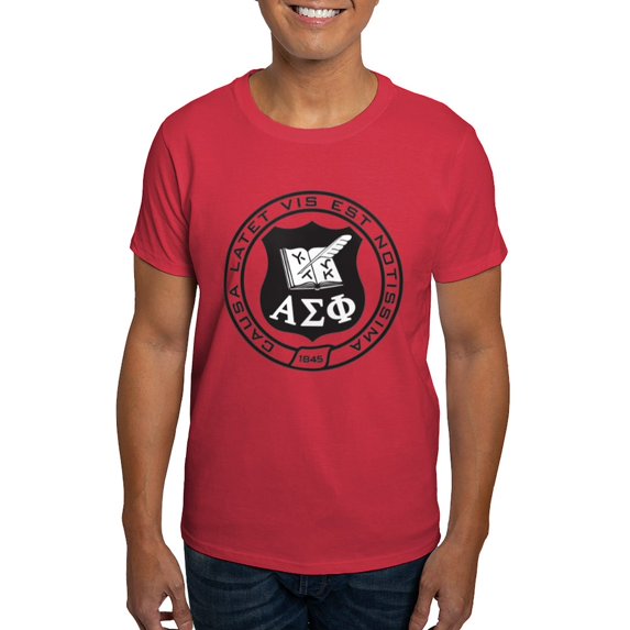 CafePress - Alpha Sigma Phi Black And White Seal T Shirt - Men's Classic Graphic Cotton T-Shirt