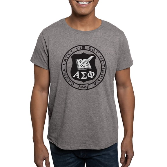 CafePress - Alpha Sigma Phi Black And White Seal T Shirt - Men's Fitted T-Shirt