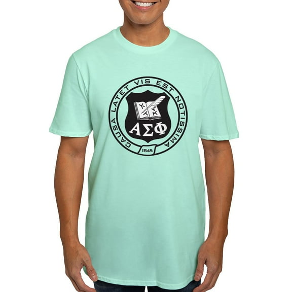 CafePress - Alpha Sigma Phi Black And White Seal T Shirt - Men's Fitted T-Shirt