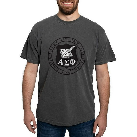 CafePress - Alpha Sigma Phi Black And White Seal T Shirt - Mens Comfort Colors Shirt
