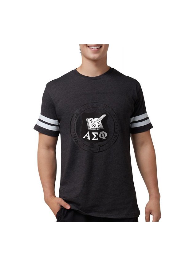 - Alpha Sigma Phi Black And White Seal T Shirt - Mens Football Shirt