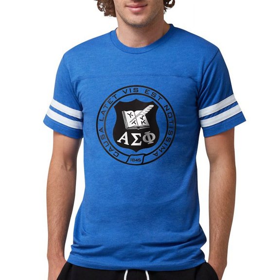 CafePress - Alpha Sigma Phi Black And White Seal T Shirt - Mens Football Shirt