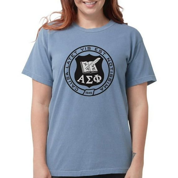 CafePress - Alpha Sigma Phi Black And White Seal T Shirt - Womens Comfort Colors® Shirt