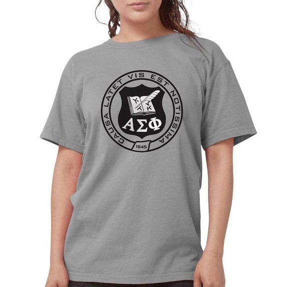 CafePress - Alpha Sigma Phi Black And White Seal T Shirt - Womens Comfort Colors® Shirt