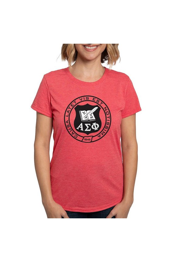 - Alpha Sigma Phi Black And White Seal T Shirt - Womens Tri-blend T-Shirt