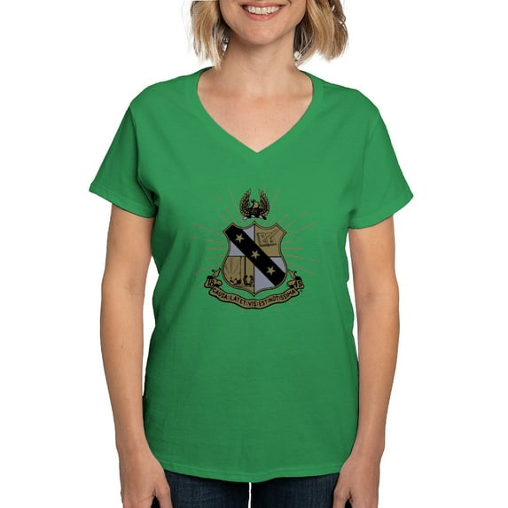 CafePress - Alpha Sigma Phi Coat Of Arms T Shirt - Women's V-Neck Dark T-Shirt