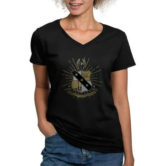 CafePress - Alpha Sigma Phi Coat Of Arms T Shirt - Women's V-Neck Dark T-Shirt