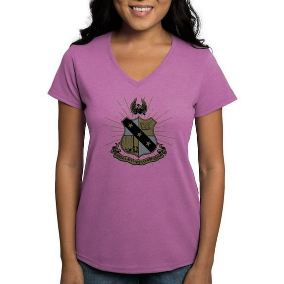 CafePress - Alpha Sigma Phi Coat Of Arms T Shirt - Women's V-Neck Dark T-Shirt