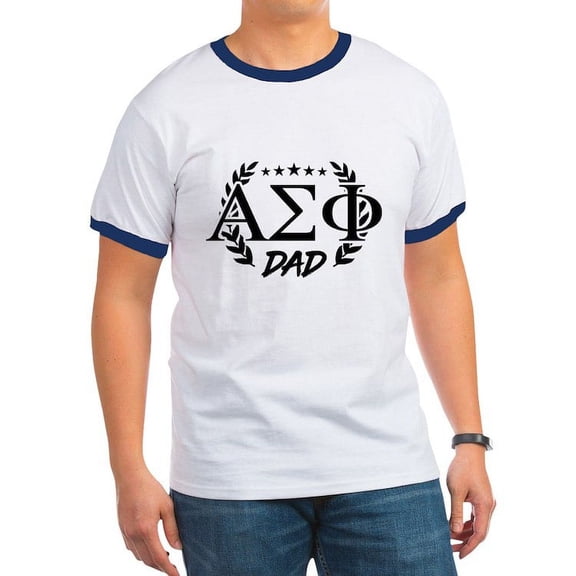 CafePress - Alpha Sigma Phi Greek Dad T Shirt - 100% Cotton Ringed T-Shirt