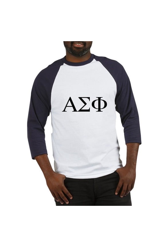 - Alpha Sigma Phi Greek Letters Black Baseball Jersey - Cotton Baseball Jersey, 3/4 Raglan Sleeve Shirt