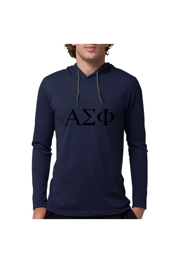 - Alpha Sigma Phi Greek Letters Black Long Sleeve T Shirt - Mens Hooded Shirt
