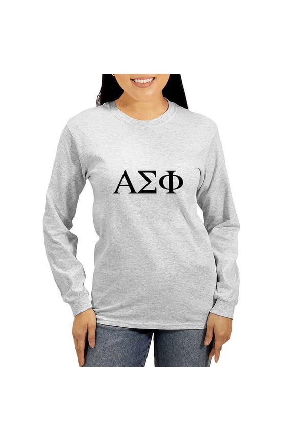 - Alpha Sigma Phi Greek Letters Black Long Sleeve T Shirt - Women's Long Sleeve Graphic Casual T-Shirt