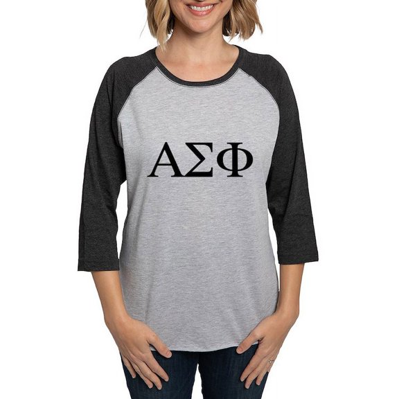CafePress - Alpha Sigma Phi Greek Letters Black Long Sleeve T Shirt - Womens Baseball Tee