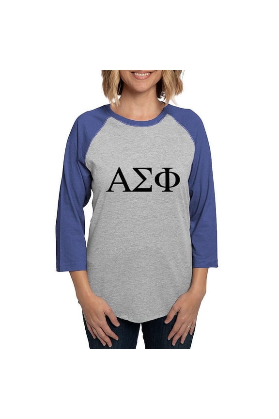 - Alpha Sigma Phi Greek Letters Black Long Sleeve T Shirt - Womens Baseball Tee