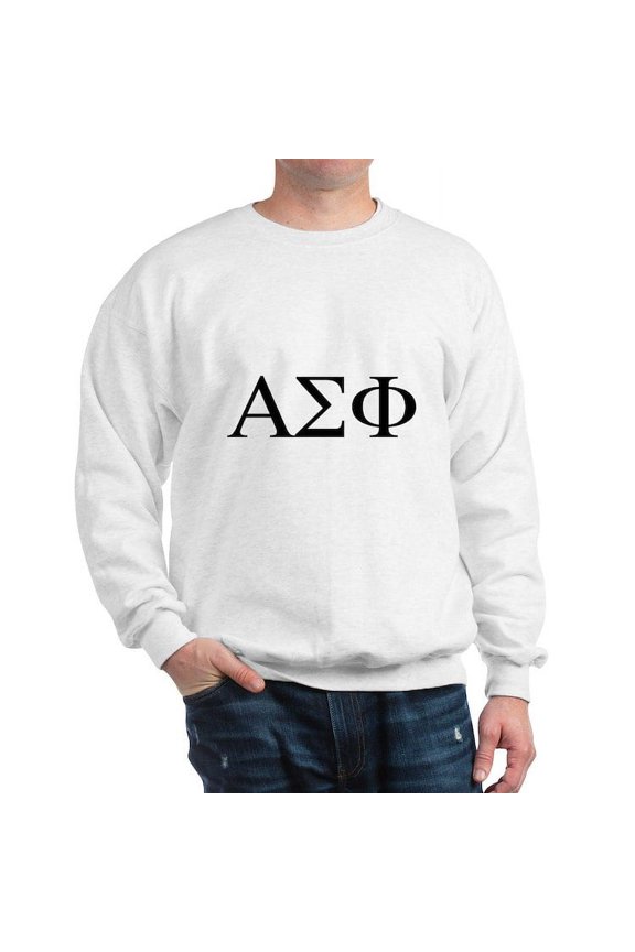 - Alpha Sigma Phi Greek Letters Black Sweatshirt - Crew Neck Sweatshirt