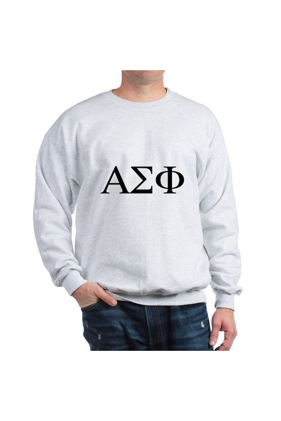 - Alpha Sigma Phi Greek Letters Black Sweatshirt - Crew Neck Sweatshirt