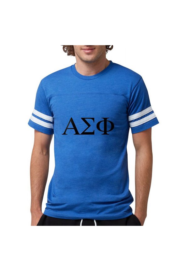 - Alpha Sigma Phi Greek Letters Black T Shirt - Mens Football Shirt