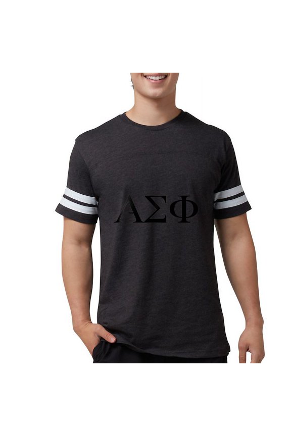 - Alpha Sigma Phi Greek Letters Black T Shirt - Mens Football Shirt