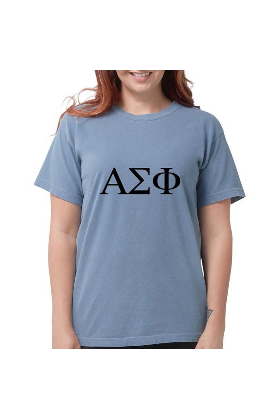 - Alpha Sigma Phi Greek Letters Black T Shirt - Womens Comfort Colors® Shirt
