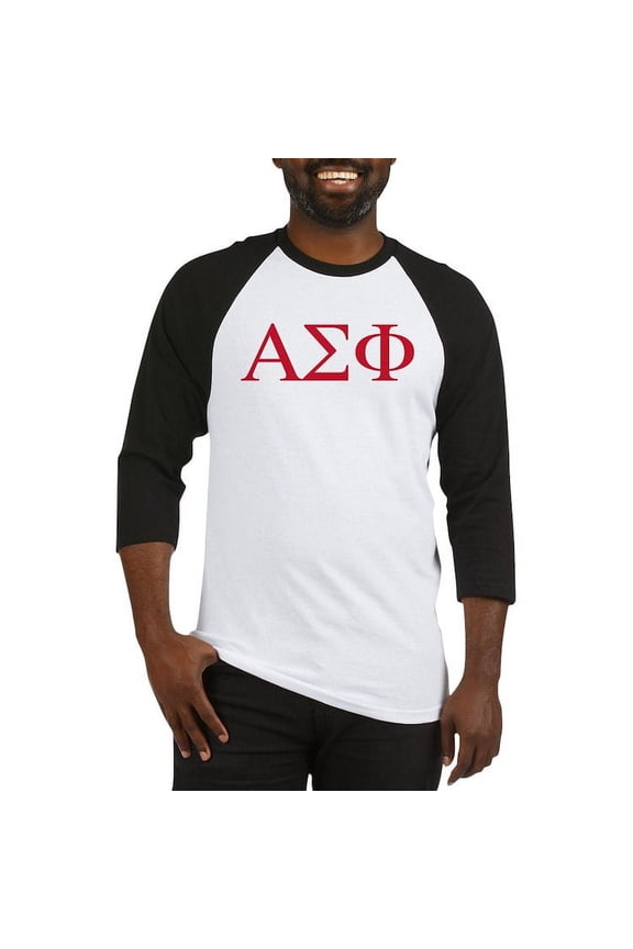 - Alpha Sigma Phi Greek Letters Cardinal Baseball Jersey - Cotton Baseball Jersey, 3/4 Raglan Sleeve Shirt