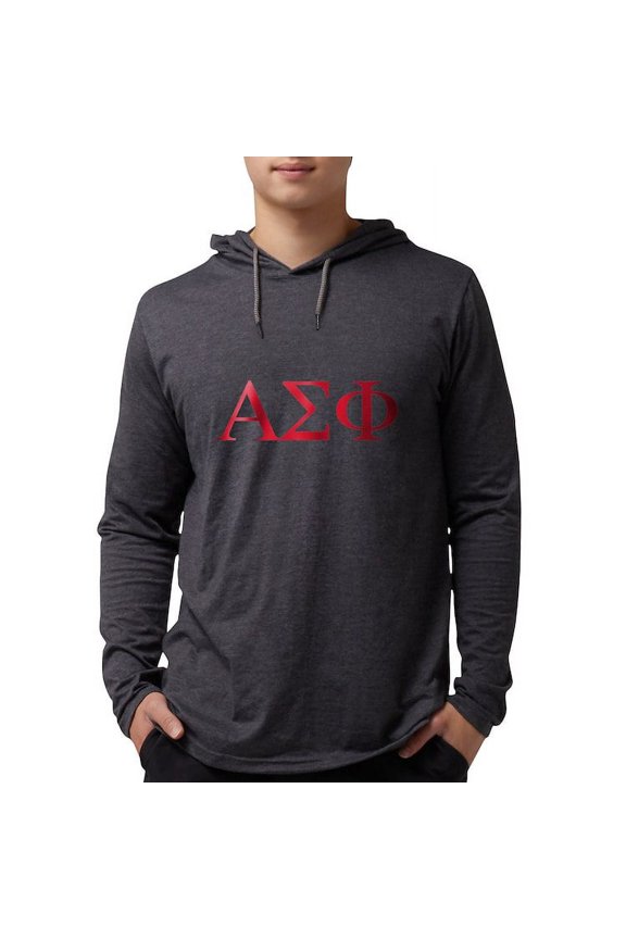 - Alpha Sigma Phi Greek Letters Cardinal Long Sleeve T Shirt - Mens Hooded Shirt