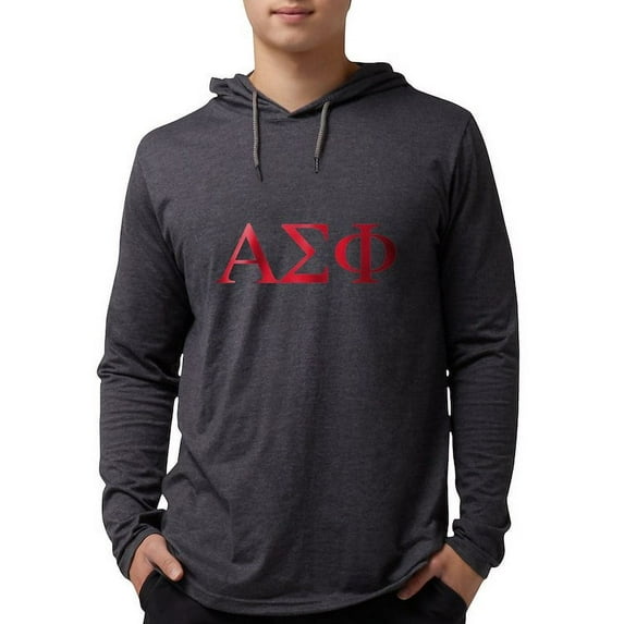 CafePress - Alpha Sigma Phi Greek Letters Cardinal Long Sleeve T Shirt - Mens Hooded Shirt