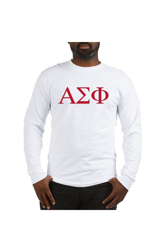 - Alpha Sigma Phi Greek Letters Cardinal Long Sleeve T Shirt - Unisex Cotton Long Sleeve T-Shirt